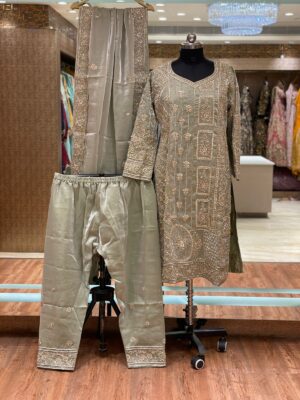 Pista Green Zardozi Formal