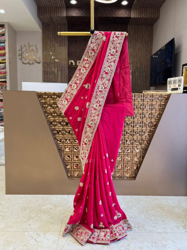 Red Zardozi Saree