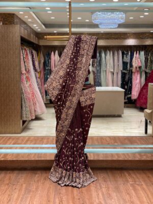 Maroon Zardozi Saree