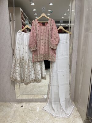 DUSTY ROSE PINK ZARDOZI PALAZZO SUIT