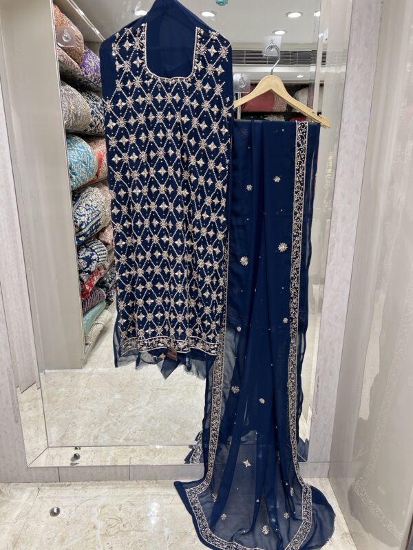 ROYAL BLUE ZARDOZI SUIT MATERIAL