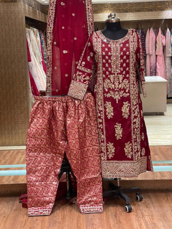RUBY RED ZARDOZI SUIT
