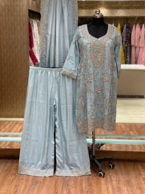 LIGHT BLUE PALAZZO SUIT