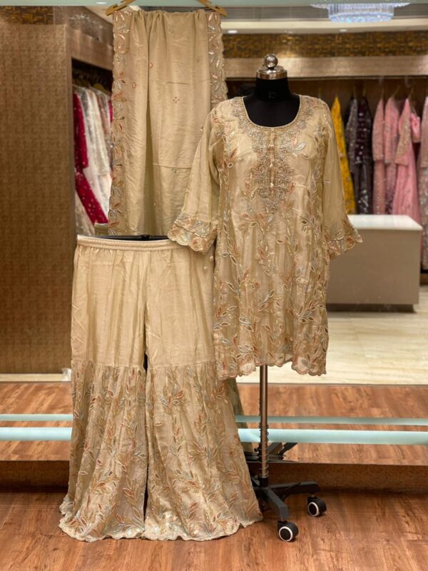 GOLDEN-BEIGE GHARARA SUIT