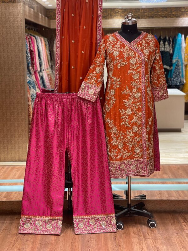 ORANGE ANGRAKHA PALAZZO SUIT