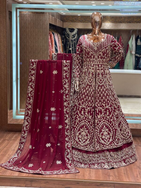 MAROON LONG KOTI SHARARA