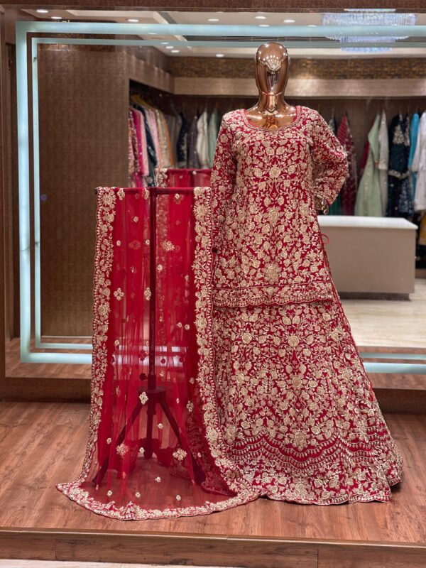 RED BRIDAL SHARARA