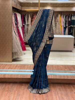 NAVY BLUE BANARASI SAREE
