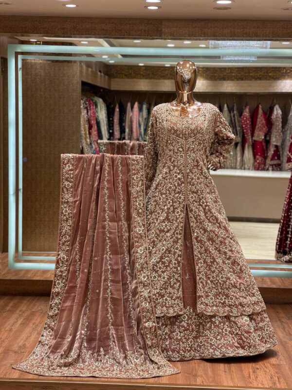 ROSE-GOLD BRIDAL LONG-KOTI SHARARA