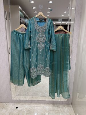 RICH TEAL PALAZZO SUIT