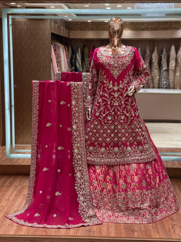 MAGENTA-PINK BRIDAL SHARARA