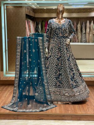 ELEGANT NAVY BLUE BRIDAL GOWN